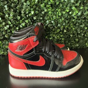 Used Nike Air Jordan 1 Retro High OG Patent Bred AQ2664-063 Toddler Size 12c